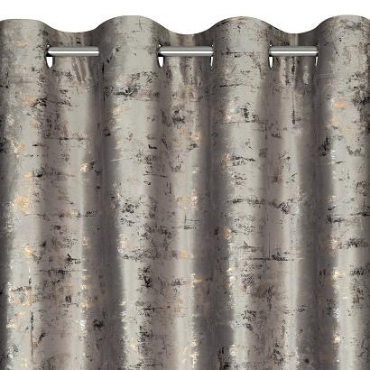 Zasłona gotowa na przelotkach TAMI 140x250 Eurofirany stalowa błyszczący marmurkowy nadruk