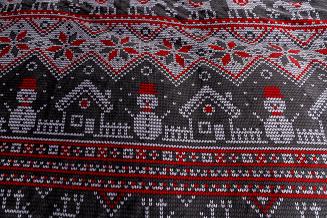 Pościel polarowa XmasCozy 220x200 welur świąteczna grafitowa czerwona skandynawski wzór renifery