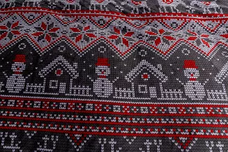 Pościel polarowa XmasCozy 220x200 welur świąteczna grafitowa czerwona skandynawski wzór renifery