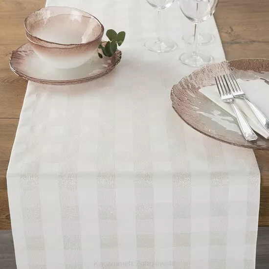 Bieżnik dekoracyjny FLASH-3 40x140 Eurofirany szampański w kratkę