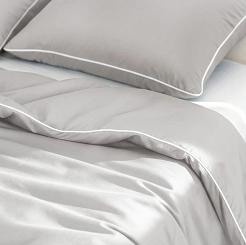 Pościel bambusowa 140x200 szara z białą bizą