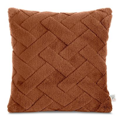 Poszewka dekoracyjna CARO 45x45 Design91 ceglasta puszysta wytłaczana w kratę