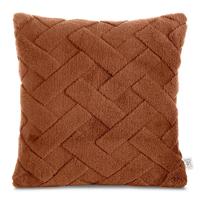 Poszewka dekoracyjna CARO 45x45 Design91 ceglasta puszysta wytłaczana w kratę