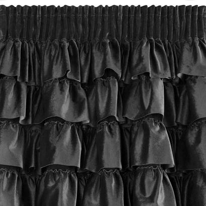 Zasłona gotowa na taśmie AURA 140x270 Eurofirany czarna welwetowa falbany