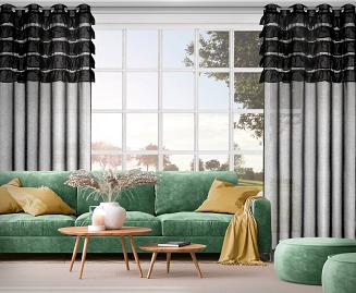 Firana gotowa na przelotkach AURA 140x250 Eurofirany czarny