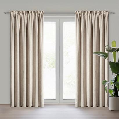 Zasłona gotowa na taśmie MEGI 140x270 Eurofirany beżowa szenilowa