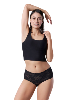 Figi damskie bezszwowe koronkowe z wysokim stanem BELLIE Maxi Julimex czarne
