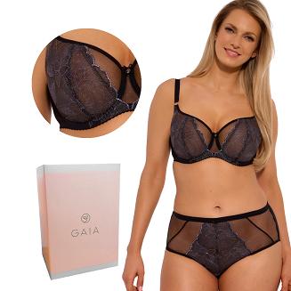 Biustonosz balkonetka z haftem Soft June 014 miękki czarny szary