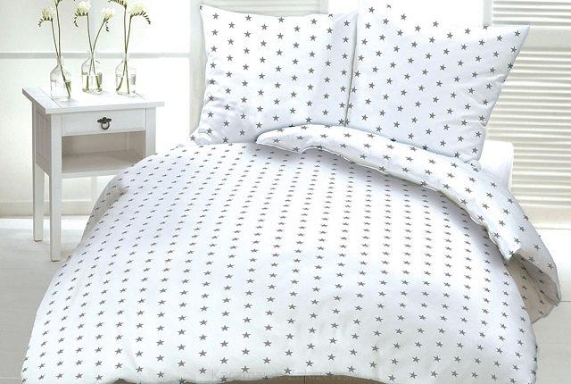 Pościel z kory 200x220 biała/ szare gwiazdki