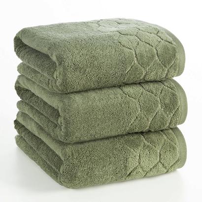 Ręcznik bawełniany LUMIA 50x90 Eurofirany zielony z welurową bordiurą w geometryczny wzór