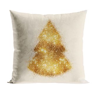 Poszewka dekoracyjna świąteczna BROKATOWA CHOINKA 40x40 welwetowa kremowa