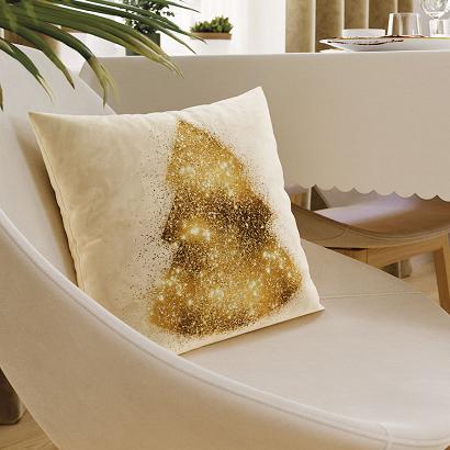 Poszewka dekoracyjna świąteczna BROKATOWA CHOINKA 40x40 welwetowa kremowa