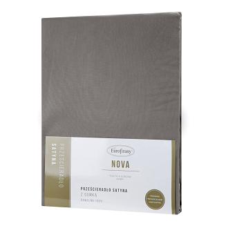 Prześcieradło satynowe z gumką NOVA3 200x220 Eurofirany popielaty