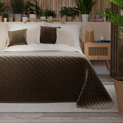 Narzuta dekoracyjna VELVI 170x210 pikowana w geometryczny wzór brązowa