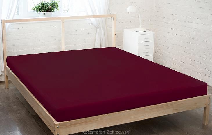 Prześcieradło jersey z gumką 90 x 200 bordowy