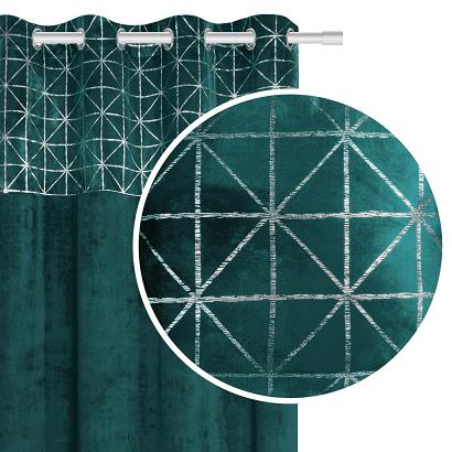 Zasłona gotowa na przelotkach GLOSSY 140x250 welurowa półzaciemniająca ciemnoturkusowa