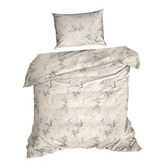 Pościel bawełniana Classic Deluxe SARA 140x200 Eurofirany jasnobeżowa kwiaty róże