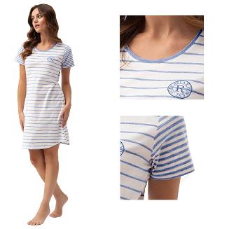 Koszula damska LUNA kod 196 niebieska biała w paski