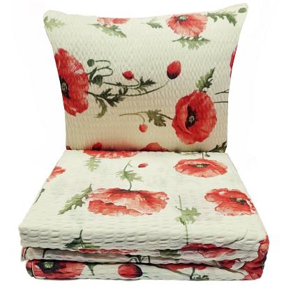 Pościel z kory 160x200 maki na kremowym tle