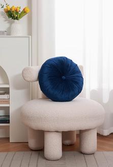 Poszewka dekoracyjna Soft welurowa granatowa okrągła