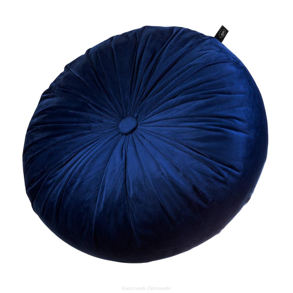 Poszewka dekoracyjna Soft welurowa granatowa okrągła