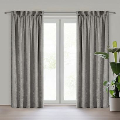 Zasłona gotowa na taśmie VANI 140x270 Eurofirany szara szenilowa naturalny splot