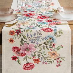 Bieżnik dekoracyjny gobelin 45x140 Eurofirany naturalny kolorowe kwiaty