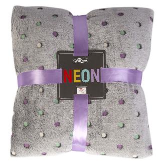 Koc narzuta z mikrofibry NEON 150x200 Darymex antracytowy w kropki