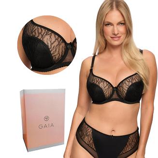 Biustonosz z koronką Semi-Soft Sabina 1301 półusztywniany czarny