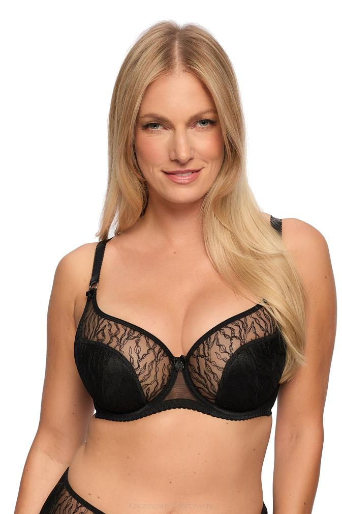 Biustonosz z koronką Semi-Soft Sabina 1301 półusztywniany czarny