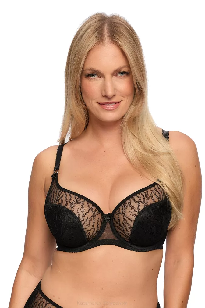 Biustonosz z koronką Semi-Soft Sabina 1301 półusztywniany czarny