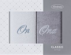 Komplet ręczników ON-ONA 2 szt. 50x90 Eurofirany biały popiel