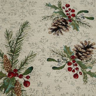 Obrus dekoracyjny świąteczny bieżnik 50x110 Eurofirany naturalny wielokolorowy ostrokrzew