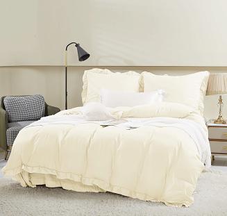 Pościel Ruffy 160x200 kremowa z falbanką