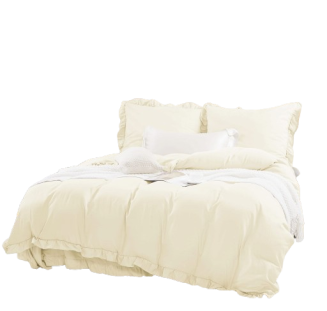 Pościel Ruffy 160x200 kremowa z falbanką