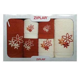 KOMPLET ręczników 6 szt. ZIPLAR rudy/ekri