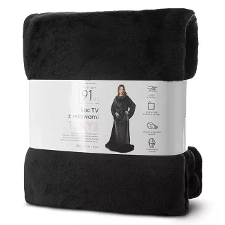 Koc z rękawami z miękkiego polaru TV 150x180 Eurofirany czarny