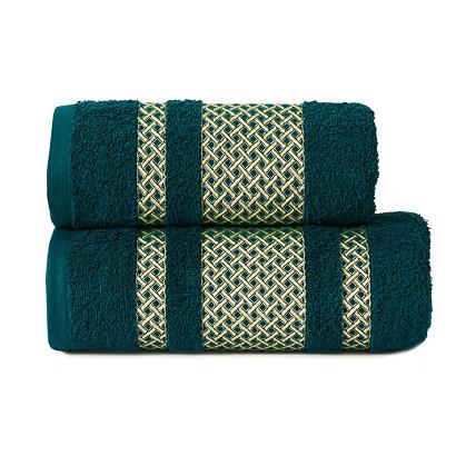 Ręcznik bawełniany LIONEL 70x140 petrolowy ze złotą bordiurą