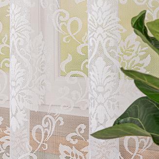 Firanka żakardowa gotowa na prosto na szelkach APOLONIA 140x250 biała