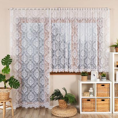 Firanka żakardowa gotowa na szelkach APOLONIA 140x250 biała