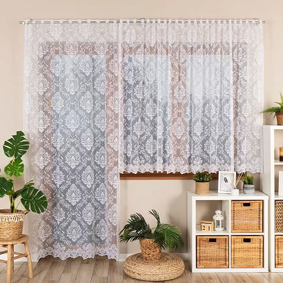 Firanka żakardowa gotowa na szelkach APOLONIA 140x250 biała