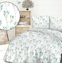 Pościel bawełniana 160x200 COTTONLOVE biała delikatne polne kwiaty