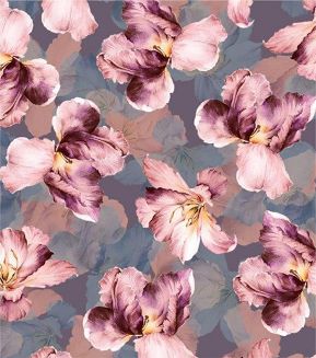 Piżama damska LUNA kod 682 różowa szara w kwiaty irysy
