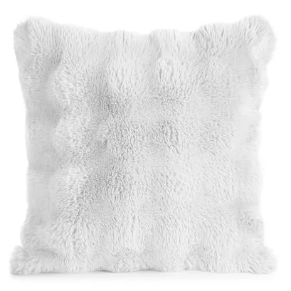 Poszewka dekoracyjna LILY 45x45 Eurofirany biała futrzana i puszysta z efektem 3D