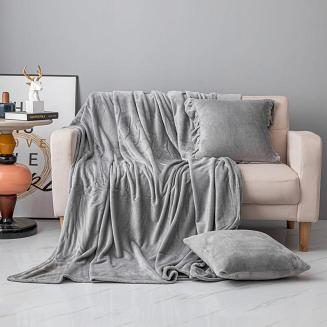 Koc narzuta z mifrofibry Solo 200x220 szary