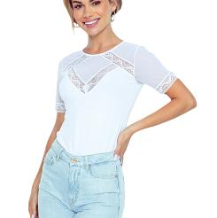 Bluzka damska bluzka z koronką i tiulowymi wstawkami Persefona biała