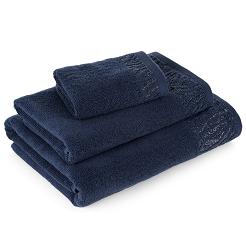 Ręcznik bawełniany z bordiurą przetykaną błyszczącą nicią MARGO 50x90 Eurofirany granatowy