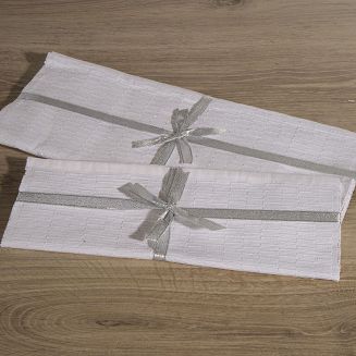 Obrus dekoracyjny HOLLY 40x140 Eurofirany biały/srebrny