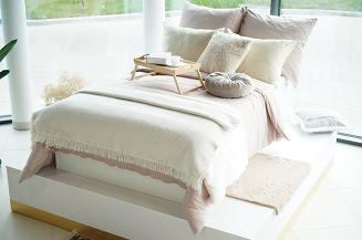 Koc bawełniano-akrylowy 150x200 Lady narzuta pled na łóżko kremowy