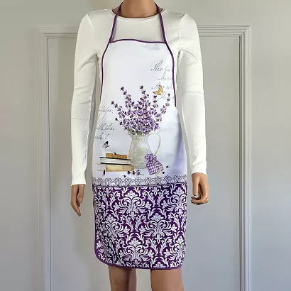Fartuch kuchenny biały fioletowy lawendowy vintage